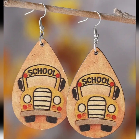 School Bus Yellow Tear Drop Earrings - Picture 1 of 1